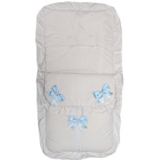 Plain White/Sky Footmuff/Cosytoes With Large Bows & Lace